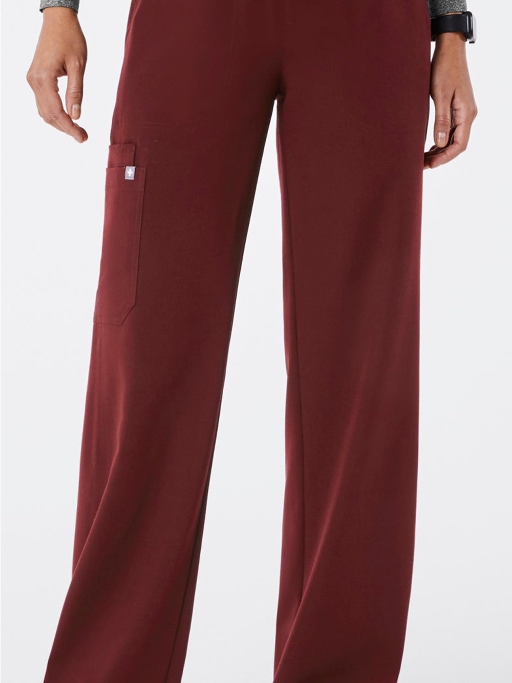 Figs Women's Wide-Leg Pants in Burgundy medium tall
